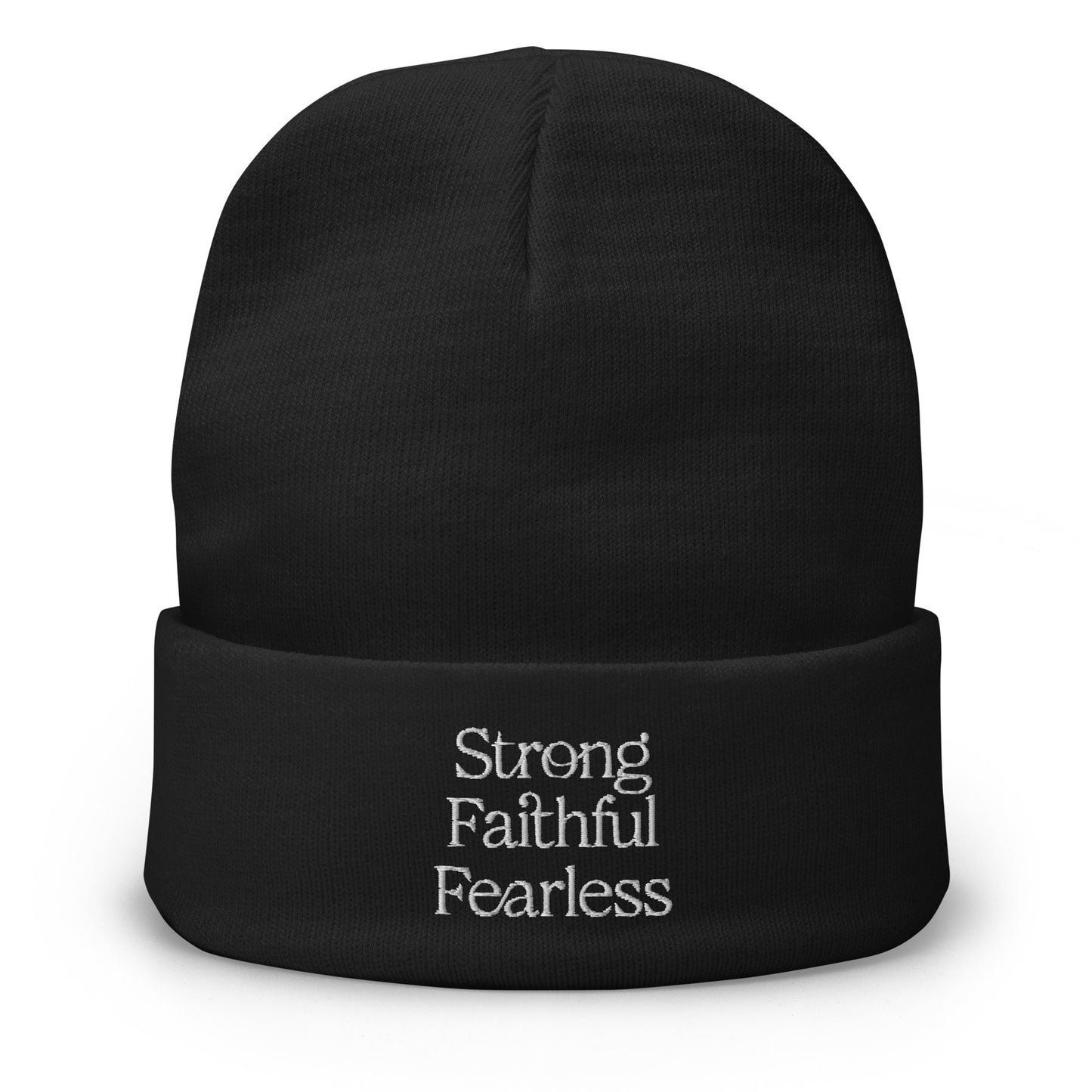 Strong Faithful Fearless Embroidered Beanie - Joyful Grace